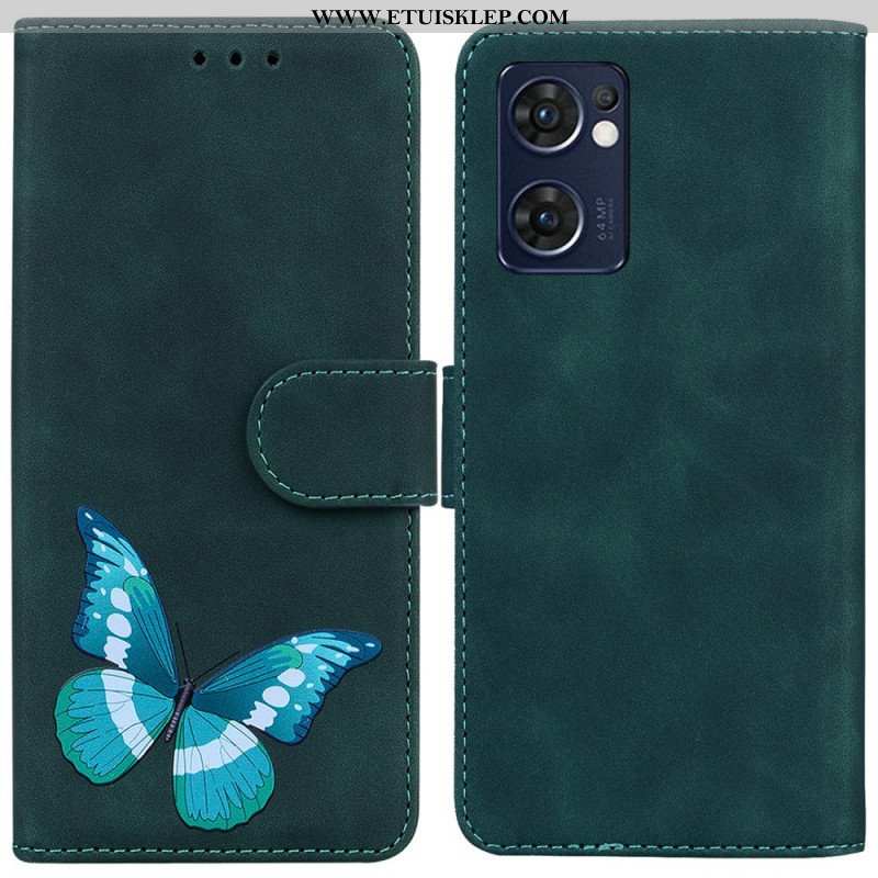 Etui Folio do Oppo Find X5 Lite Motyl Dotykający Skóry